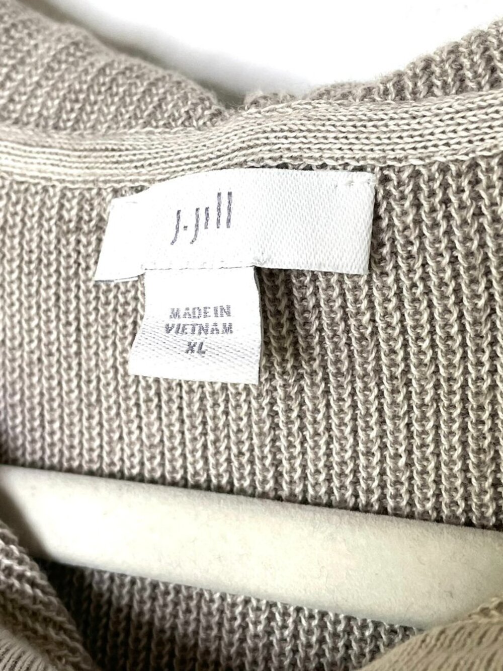 Sweater | J Jill Cotton Rayon Knit Hoodie Tunic Beige XL | Soft Minimalist Light - Picture 6 of 11